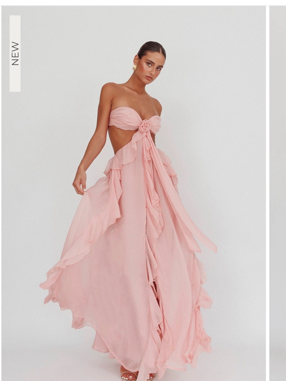 Pink Santiago Cut-Out Ruffle Maxi Dress Blush